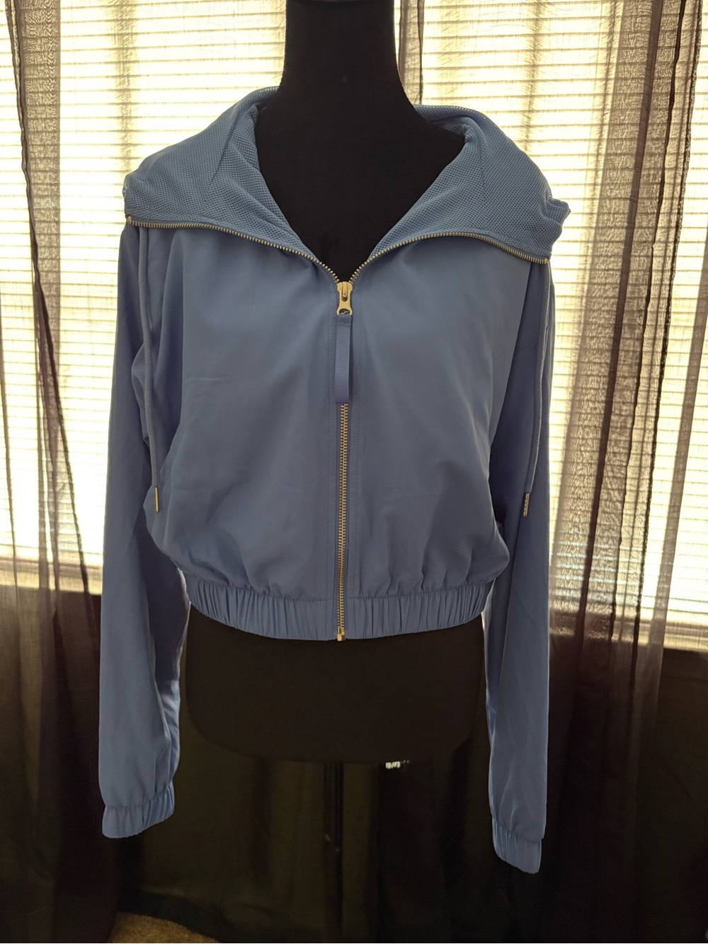 Forever 21 Light Blue Cropped Bomber Jacket